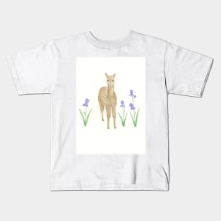 Llama and Irises Kids T-Shirt